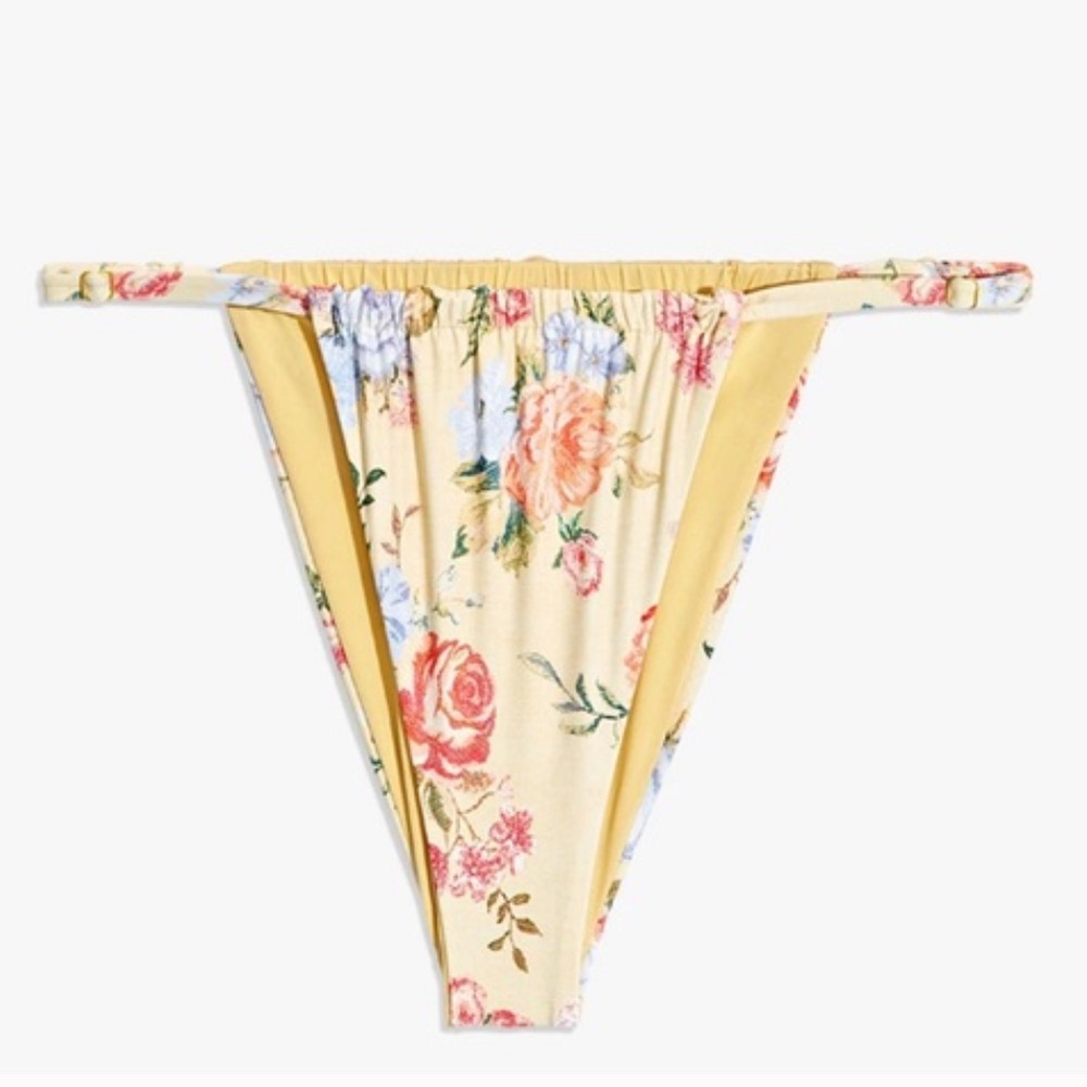 WeWoreWhat Yellow Floral Ruched Bikini Bottom S